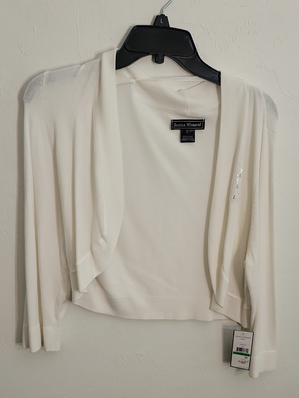 Jessica Howard Cream Open-Front Cropped Cardigan